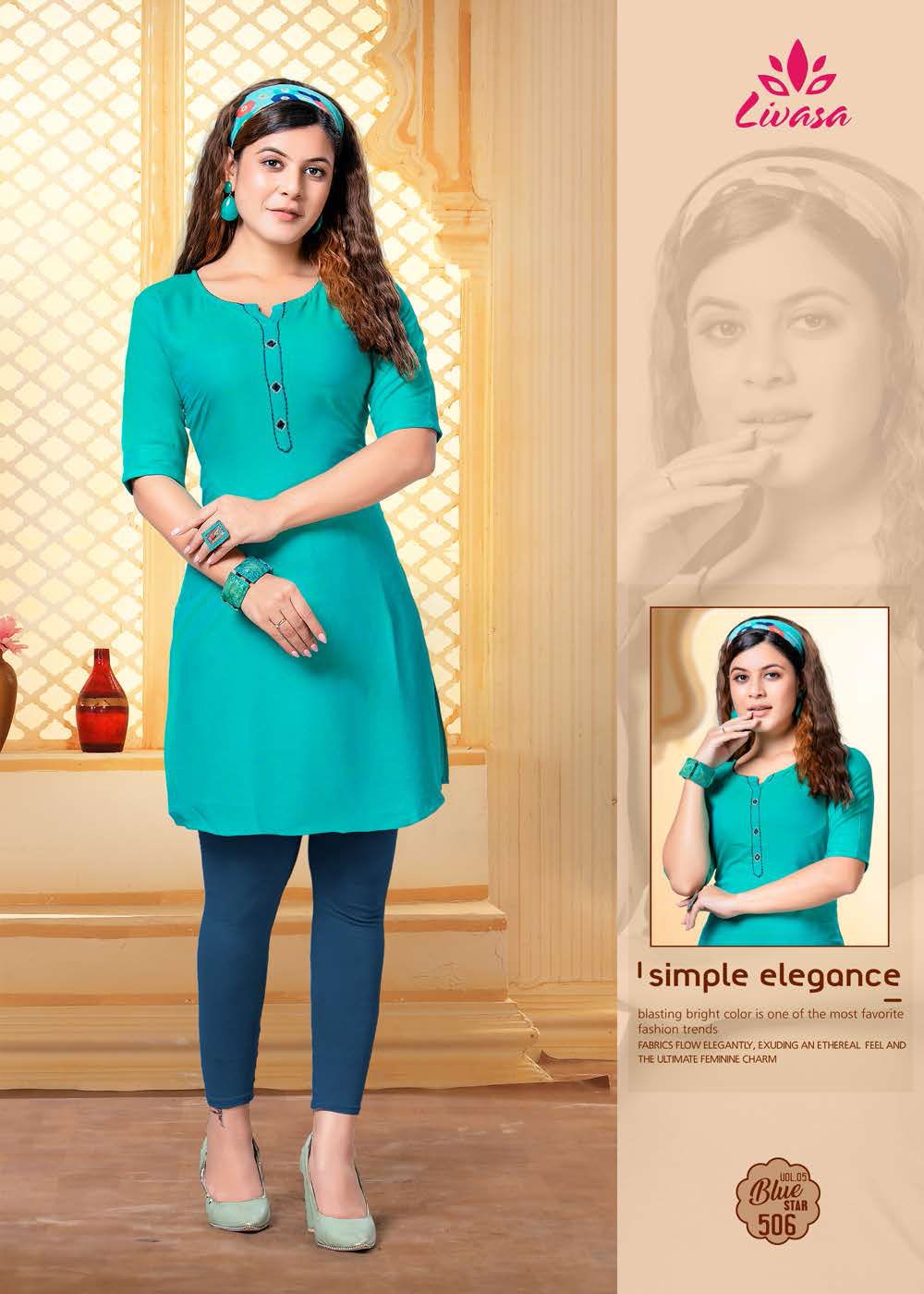 Hirwa Blue Star 5 Ethnic Regular Wear Rayon Designer Kurti Collection